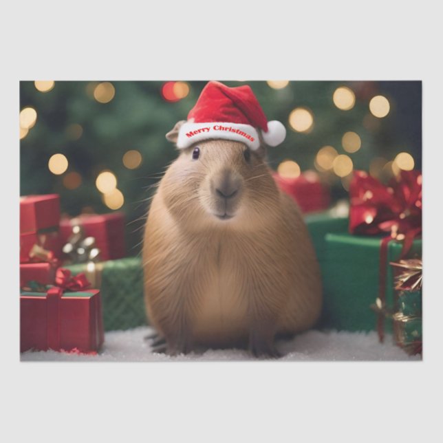 Papier Mousseline Adorable Noël Capybara, (Recto)