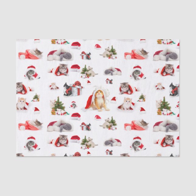 Papier Mousseline Adorable Noël Kittens Motif (Recto)