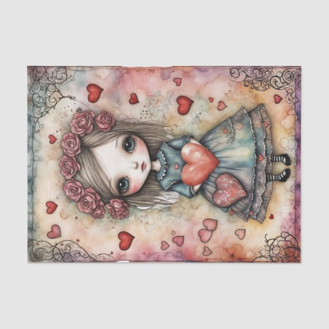 Papier Mousseline Adorable Petite Fille - Jour des Valentines - Déco (Recto)
