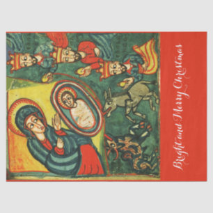 Papier Mousseline ADORATION DE MAGI, NATIVITÉ PRIMITIVE Noël