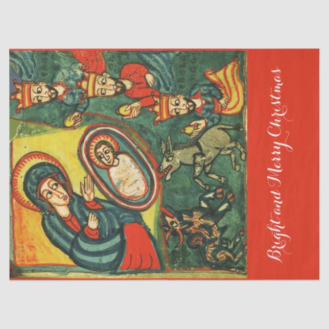 Papier Mousseline ADORATION DE MAGI, NATIVITÉ PRIMITIVE Noël (Recto)