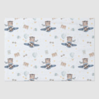 Adventure Aviation Bear Blue Plane Decoupage