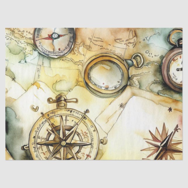 Papier Mousseline "Adventure Await : Cartes & Travel" (Recto)