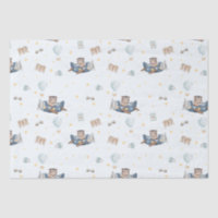 Adventure Cute Aviation Bear Blue Plane Decoupage