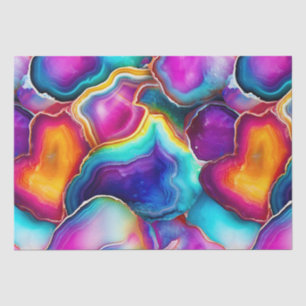 Papier Mousseline Agate Arc-en-Ciel Motif de Pierre Abstraite Vibr