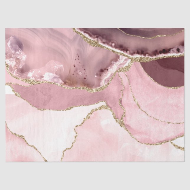 Papier Mousseline Agate De Broussage rose Et De Parties scintillant  (Recto)