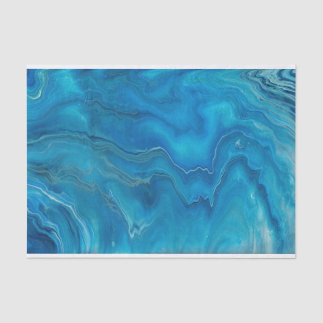 Papier Mousseline Agate de marbre bleu et Turquoise Résumé (Recto)