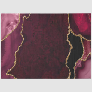 Papier Mousseline Agate Faux Pailleté Rouge et Or