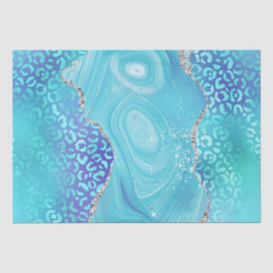 Papier Mousseline Agate Léopard Bleu Pierre Abstraite Glamour