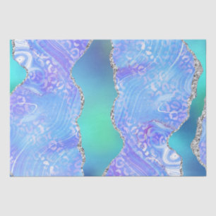 Papier Mousseline Agate Léopard Sarcelle Motif de Pierre Abstraite