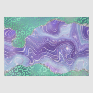Papier Mousseline Agate Léopard Vert Motif de Pierre Abstraite Gla