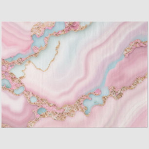 Papier Mousseline Agate Marble Moderne Blue Rose Gold Collection