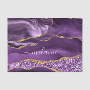 Papier Mousseline Agate Purple Gold Parties scintillant Papier Tissu