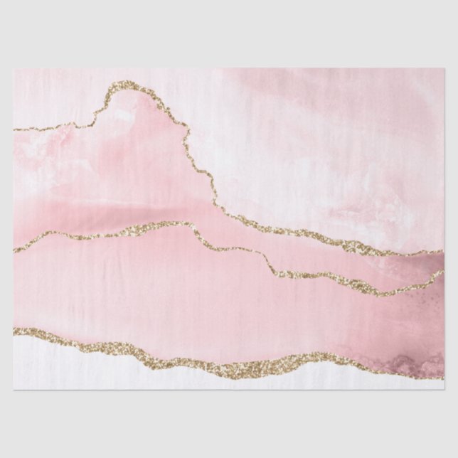 Papier Mousseline Agate rose vierge avec ruban or Élégant (Recto)