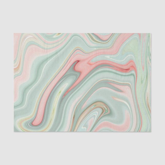 Papier Mousseline Agneau vert et rose/marbre (Recto)