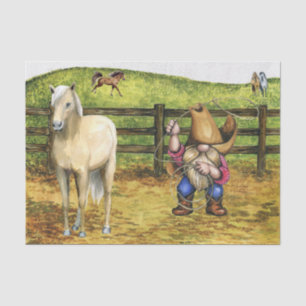 Papier Mousseline Agritourisme Cheval Cowboy Gnome Paysage
