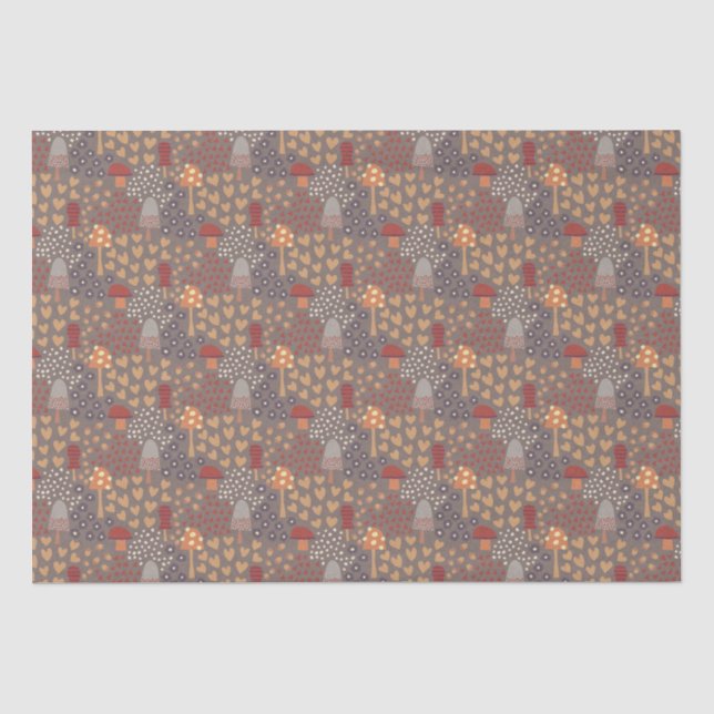 Papier Mousseline Agritourisme rustique Champignons d'automne Coeurs (Recto)
