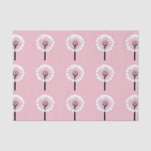 Papier Mousseline AI Art Dandelions blancs Papier Tissu rose