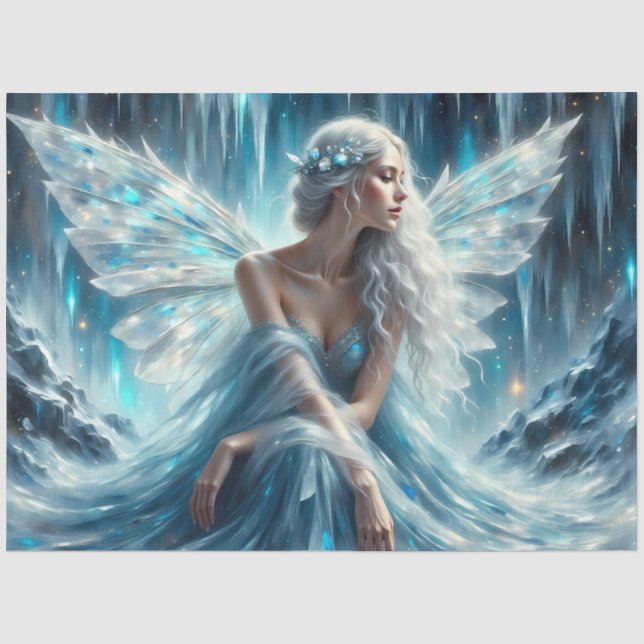 Papier Mousseline Aile de glace Enchantante Hiver Fée découpage papi (Recto)
