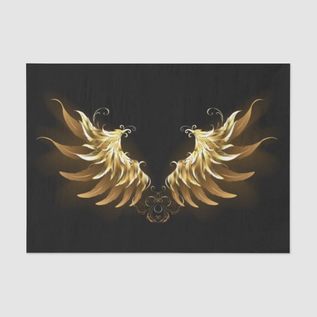 Papier Mousseline Ailes d'Ange d'or sur arrière - plan noir (Recto)