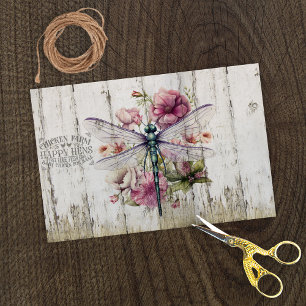 Papier Mousseline Ailes translucides libellule Fleurs roses