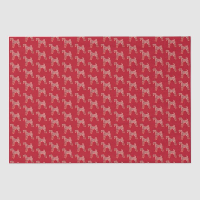 Papier Mousseline Airedale Terrier Chien de Noël Silhouette Rouge (Recto)
