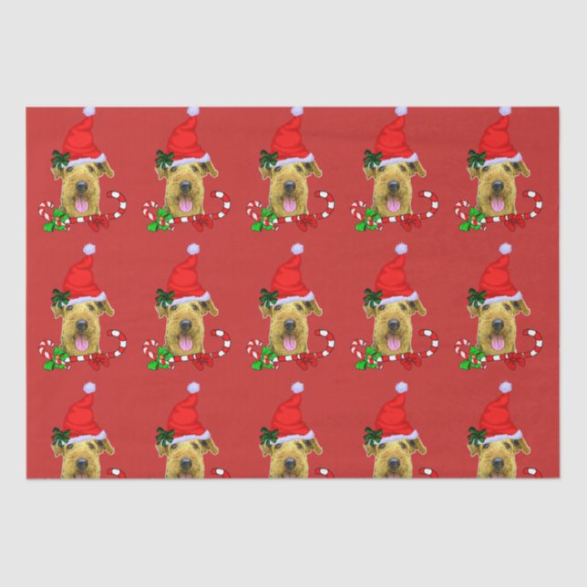 Papier Mousseline Airedale Terrier Santa Hat Noël (Recto)