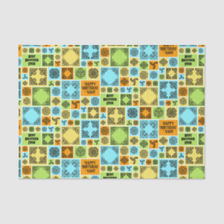 Papier Mousseline Ajouter nom et relation Anniversaire Orange & Vert