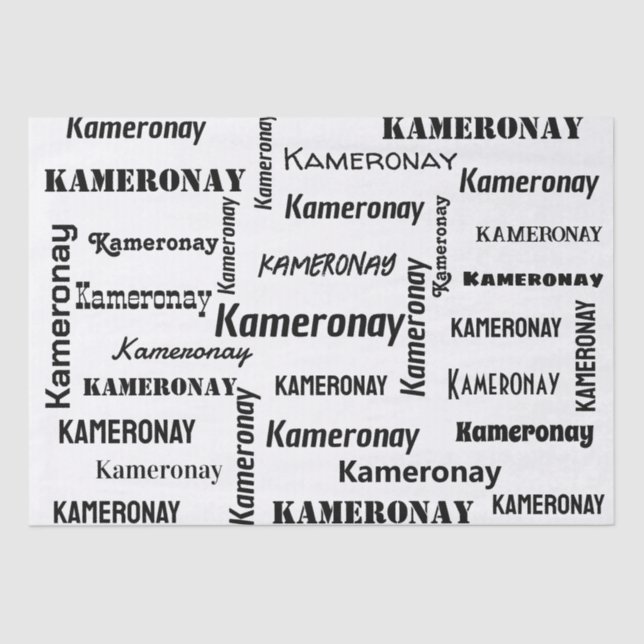 Papier Mousseline Ajouter votre propre nom Black and White Custom (Recto)