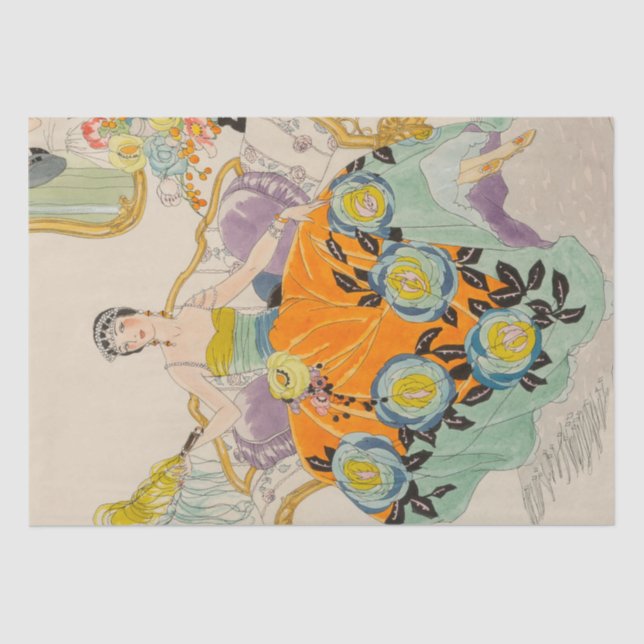 Papier Mousseline Alberto Vargas Art déco Découpage Tissu papier (Recto)