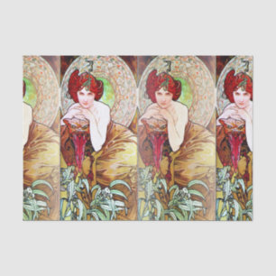 Papier Mousseline Alfons Mucha 1900 les pierres précieuses vertes