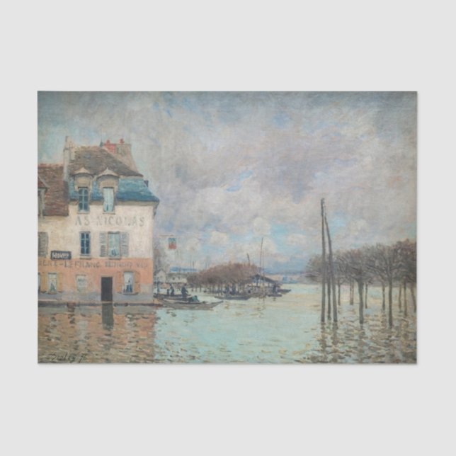 Papier Mousseline Alfred Sisley - Inondation à Port-Marly 1876 (Recto)