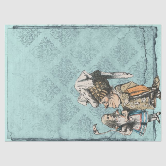 Papier Mousseline Alice au pays des merveilles avec Duchess Turquois (Recto)