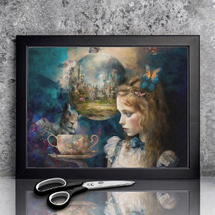Papier Mousseline Alice au pays des merveilles avec la Coupe du Thé 
