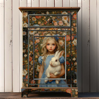 Papier Mousseline Alice au pays des merveilles avec le lapin blanc