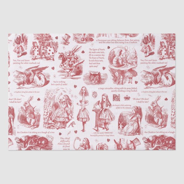 Papier Mousseline Alice au pays des merveilles Citations Red Toile (Recto)