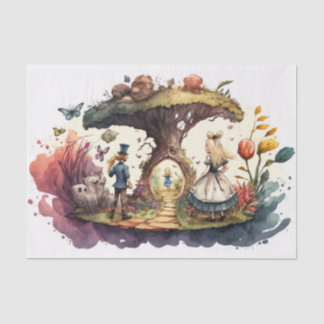 Papier Mousseline Alice Au Pays Des Merveilles Découpage Aquarelle