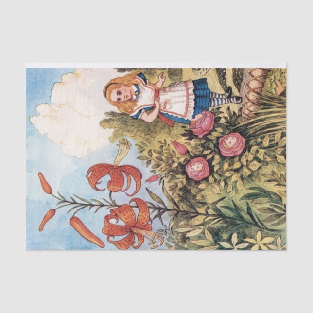 Papier Mousseline Alice au pays des merveilles - Découpage du jardin (Recto)