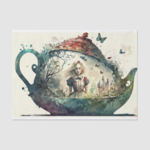 Papier Mousseline Alice au pays des merveilles - Découpage d'un pot