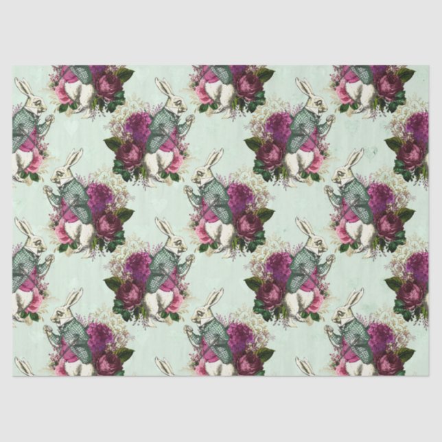 Papier Mousseline Alice au pays des merveilles Découpage vert lapin (Recto)