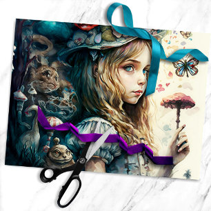 Papier Mousseline Alice au pays des merveilles et les champignons ma