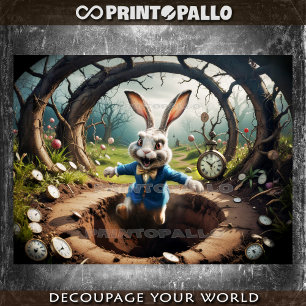 Papier Mousseline Alice au pays des merveilles : Le lapin qui saute