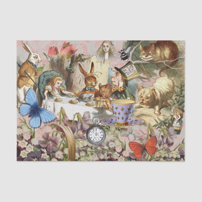 Papier Mousseline Alice au pays des merveilles Tea Party Art (Recto)