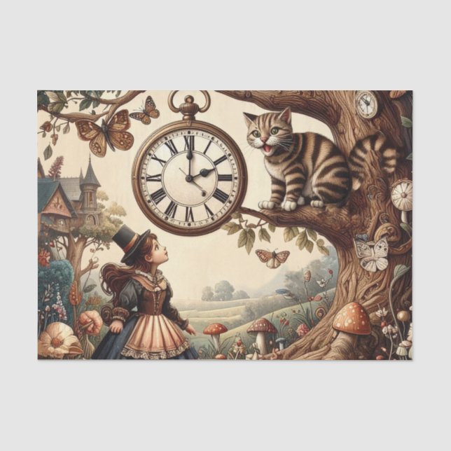 Papier Mousseline Alice & Cheshire Cat: Whimsical Wonderland Fantasy (Recto)