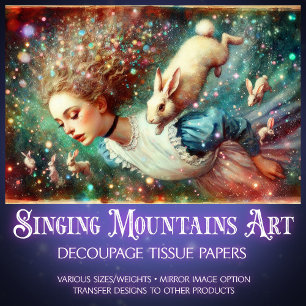 Papier Mousseline Alice et Lapin Trou Merveilleux Fantaisie Découpag