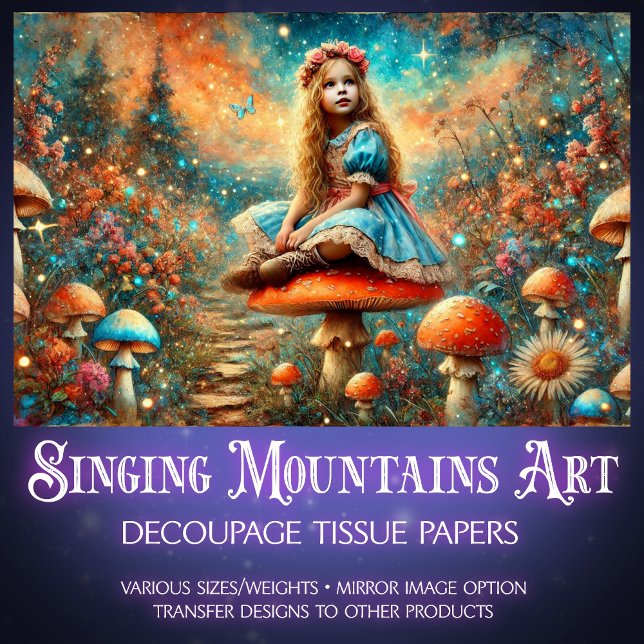 Papier Mousseline Alice In Mushroom Wonderland  Dreamscape Decoupage (Créateur téléchargé)