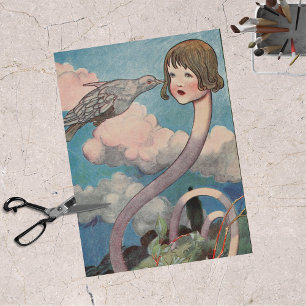 Papier Mousseline Alice vintage au pays des merveilles Gros Pigeon A