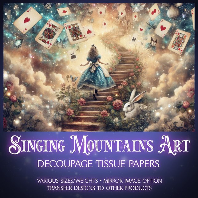 Papier Mousseline Alice's Whimsical Castle In The Clouds Decoupage (Créateur téléchargé)