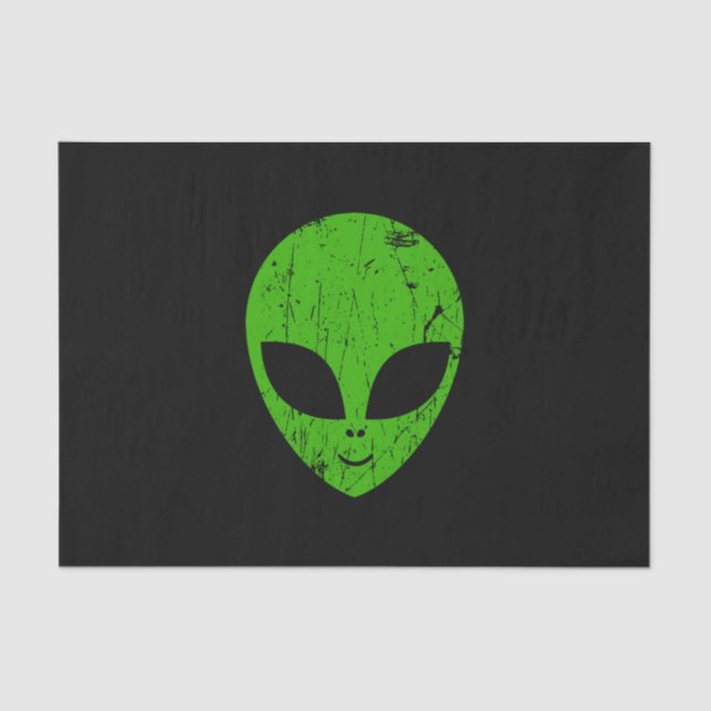 Papier Mousseline alien green head ufo science fiction extraterrestr (Recto)