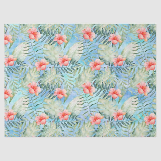Papier Mousseline Aloha ketmie tropicale florale (Recto)